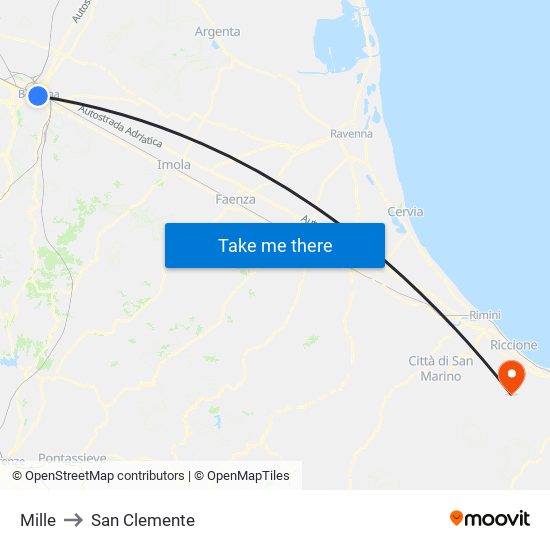 Mille to San Clemente map