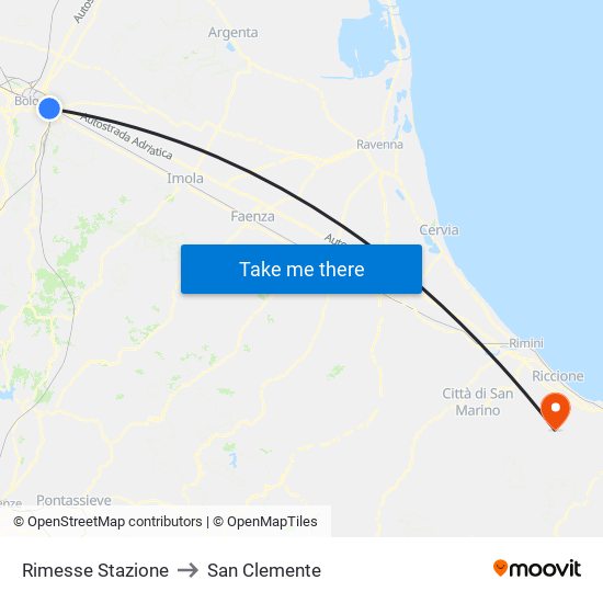 Rimesse Stazione to San Clemente map