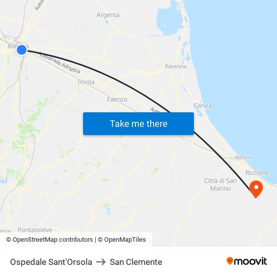 Ospedale Sant'Orsola to San Clemente map