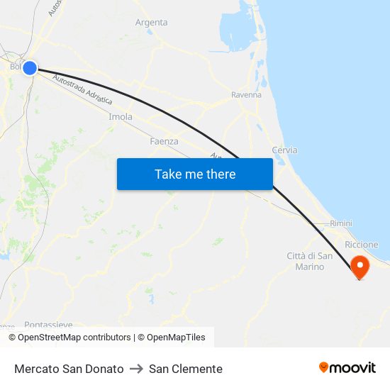 Mercato San Donato to San Clemente map