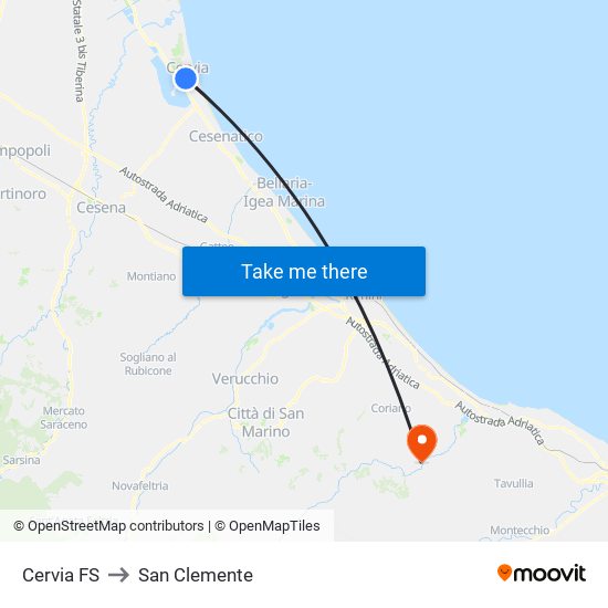 Cervia FS to San Clemente map