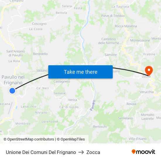 Unione Dei Comuni Del Frignano to Zocca map