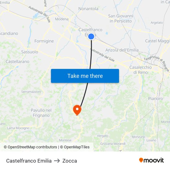 Castelfranco Emilia to Zocca map