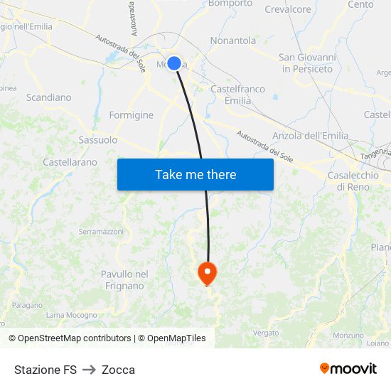 Stazione FS to Zocca map