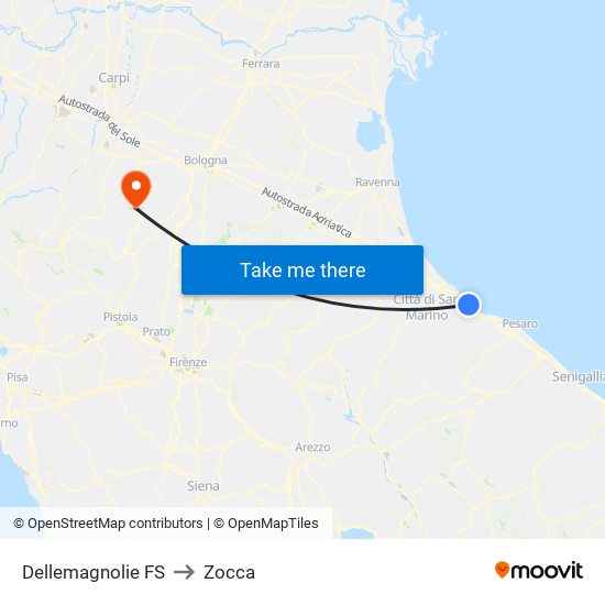 Dellemagnolie FS to Zocca map