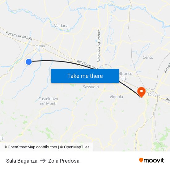 Sala Baganza to Zola Predosa map