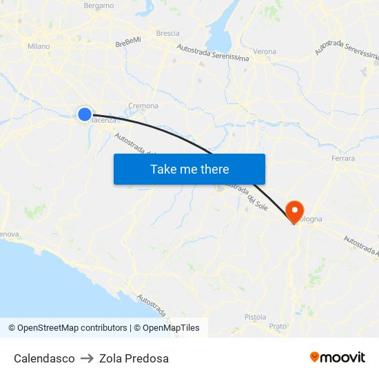 Calendasco to Zola Predosa map