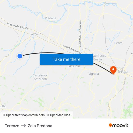 Terenzo to Zola Predosa map