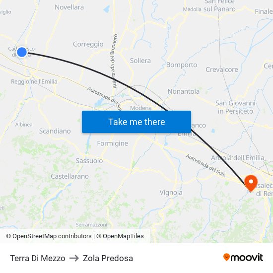 Terra Di Mezzo to Zola Predosa map