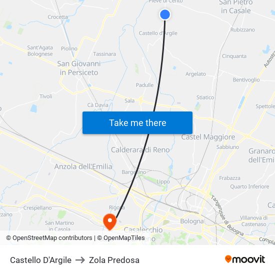 Castello D'Argile to Zola Predosa map