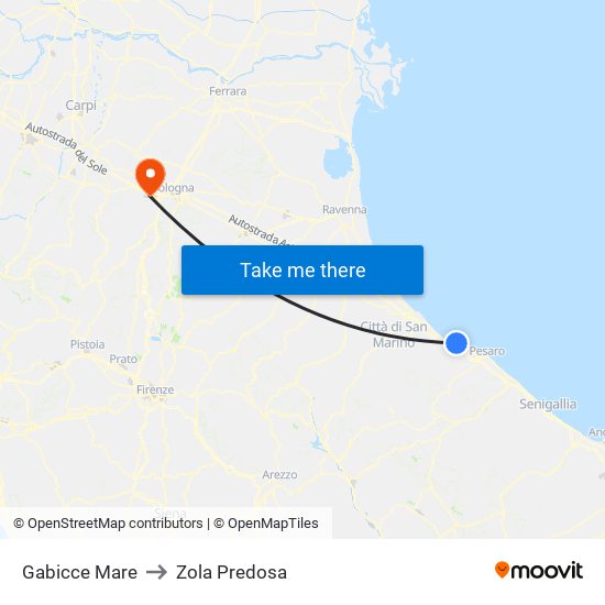 Gabicce Mare to Zola Predosa map