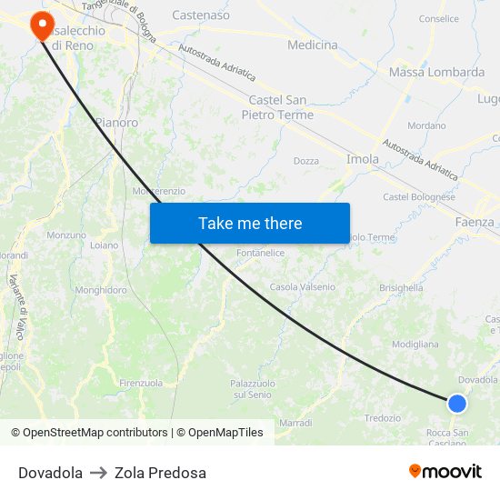 Dovadola to Zola Predosa map