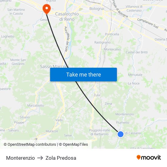 Monterenzio to Zola Predosa map