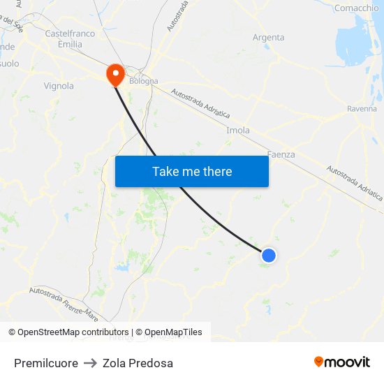 Premilcuore to Zola Predosa map