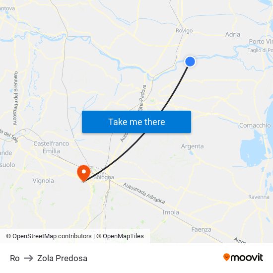 Ro to Zola Predosa map