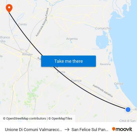 Unione Di Comuni Valmarecchia to San Felice Sul Panaro map