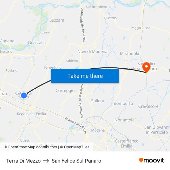 Terra Di Mezzo to San Felice Sul Panaro map