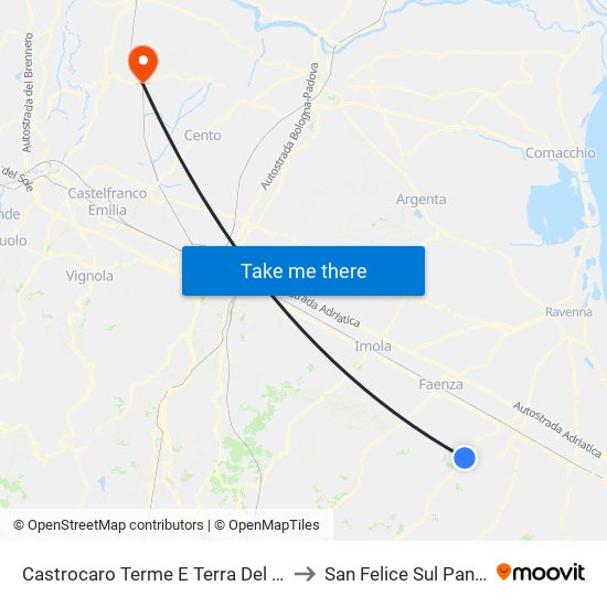 Castrocaro Terme E Terra Del Sole to San Felice Sul Panaro map