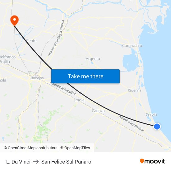 L. Da Vinci to San Felice Sul Panaro map