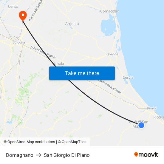 Domagnano to San Giorgio Di Piano map
