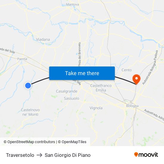 Traversetolo to San Giorgio Di Piano map