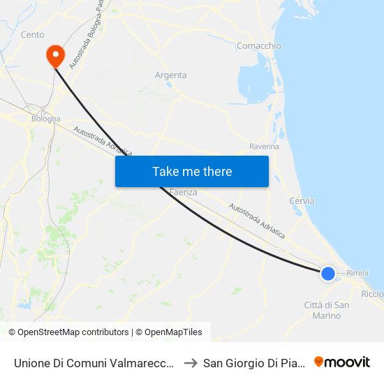 Unione Di Comuni Valmarecchia to San Giorgio Di Piano map
