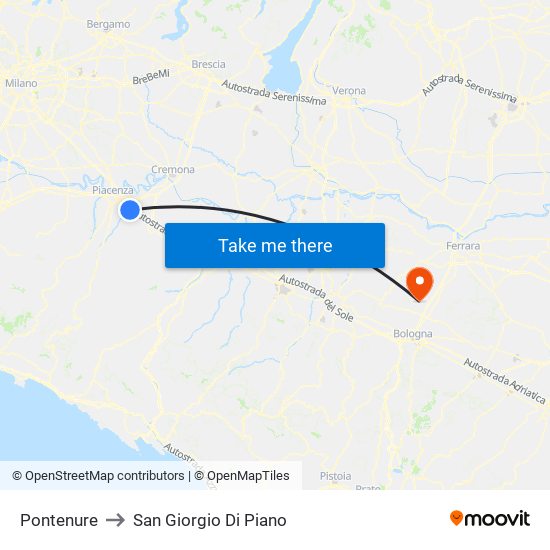 Pontenure to San Giorgio Di Piano map