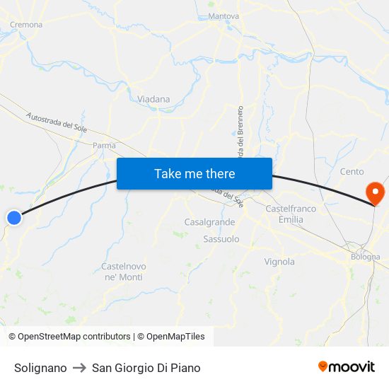 Solignano to San Giorgio Di Piano map