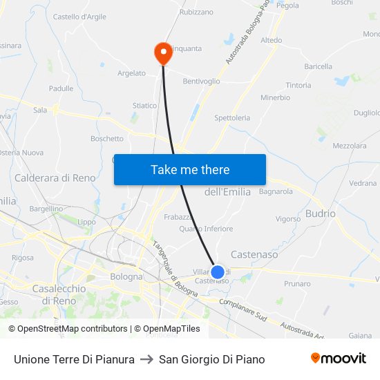 Unione Terre Di Pianura to San Giorgio Di Piano map