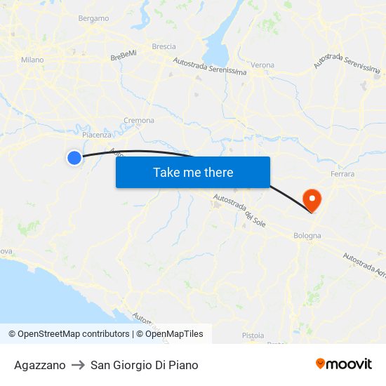 Agazzano to San Giorgio Di Piano map
