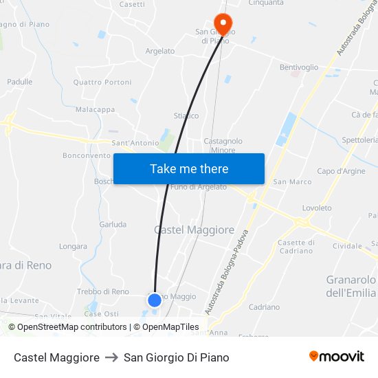 Castel Maggiore to San Giorgio Di Piano map