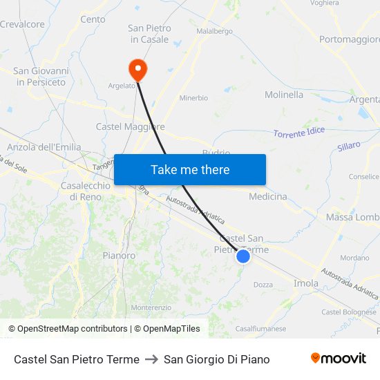 Castel San Pietro Terme to San Giorgio Di Piano map