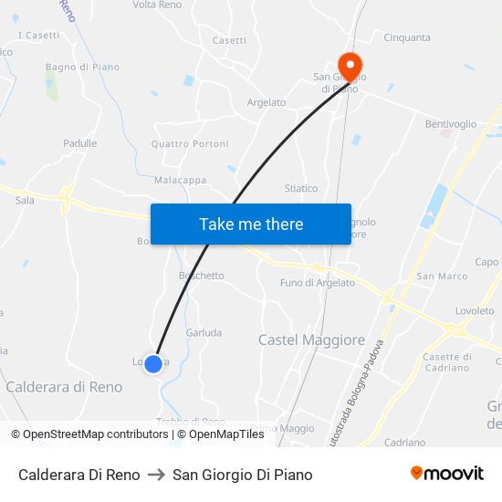Calderara Di Reno to San Giorgio Di Piano map