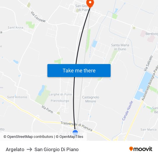 Argelato to San Giorgio Di Piano map
