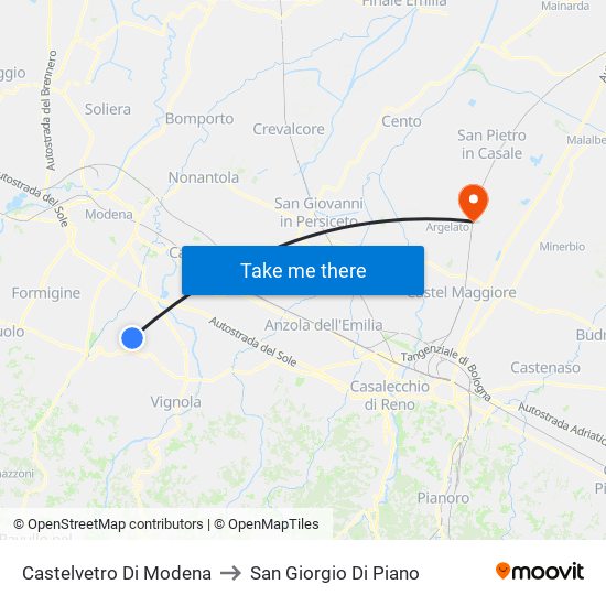 Castelvetro Di Modena to San Giorgio Di Piano map