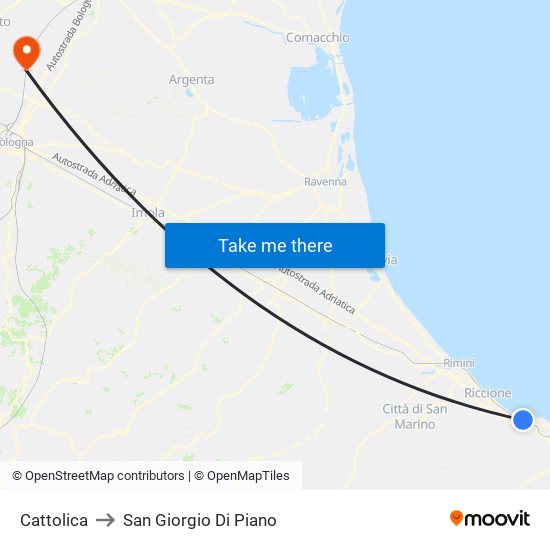 Cattolica to San Giorgio Di Piano map