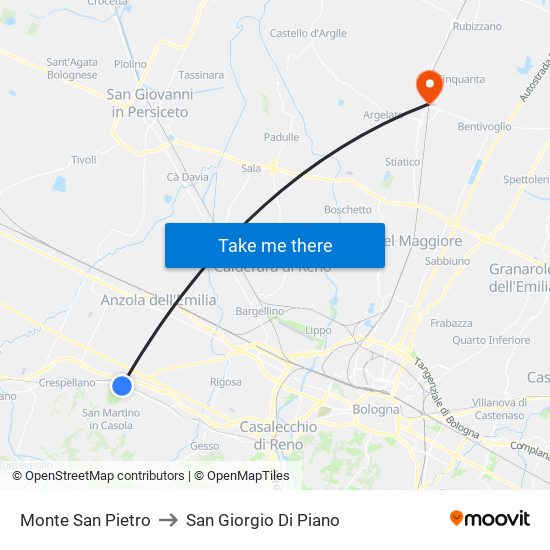 Monte San Pietro to San Giorgio Di Piano map