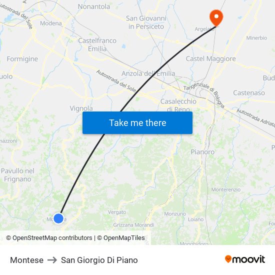 Montese to San Giorgio Di Piano map