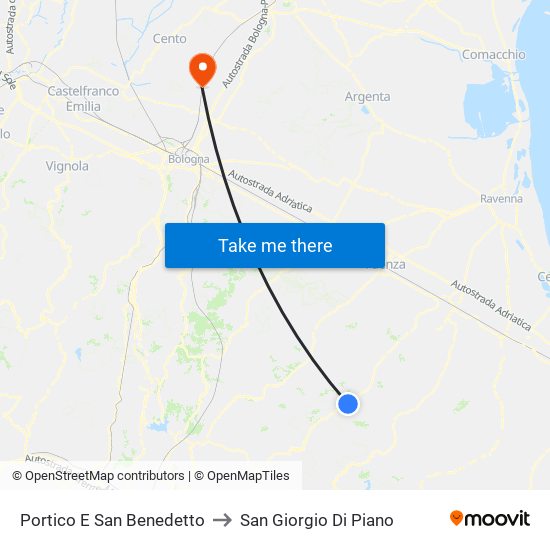 Portico E San Benedetto to San Giorgio Di Piano map