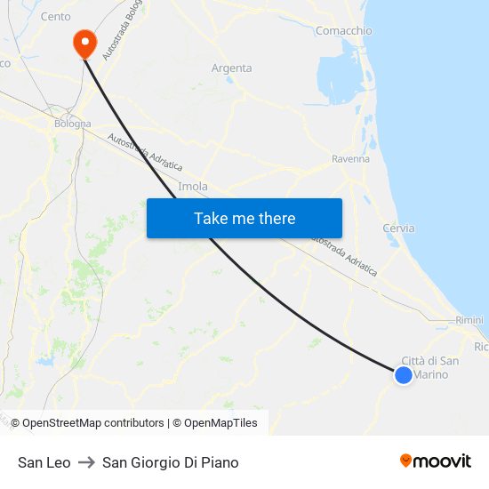 San Leo to San Giorgio Di Piano map