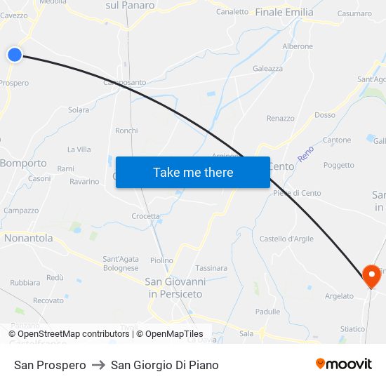 San Prospero to San Giorgio Di Piano map