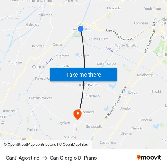 Sant' Agostino to San Giorgio Di Piano map
