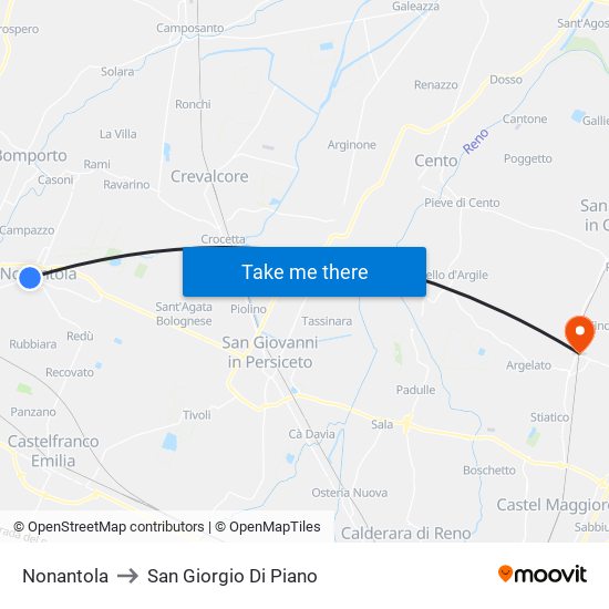 Nonantola to San Giorgio Di Piano map