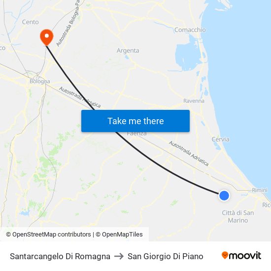 Santarcangelo Di Romagna to San Giorgio Di Piano map