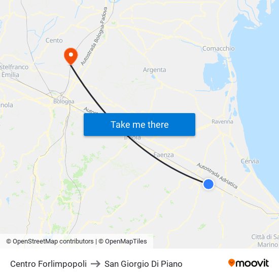 Centro Forlimpopoli to San Giorgio Di Piano map