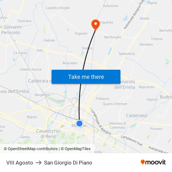 VIII Agosto to San Giorgio Di Piano map