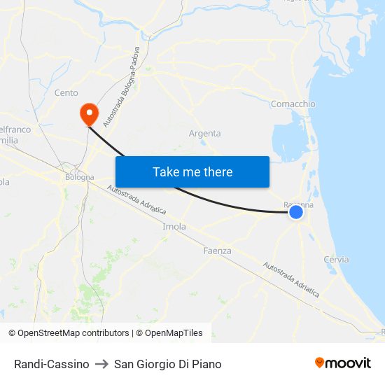 Randi-Cassino to San Giorgio Di Piano map