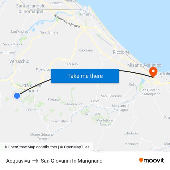 Acquaviva to San Giovanni In Marignano map