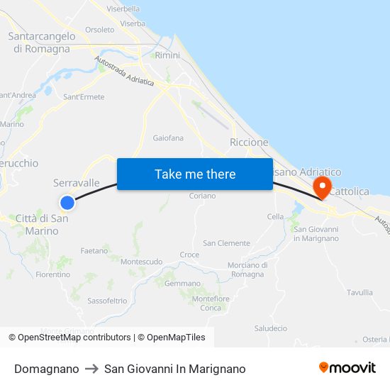 Domagnano to San Giovanni In Marignano map