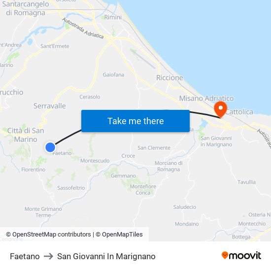 Faetano to San Giovanni In Marignano map